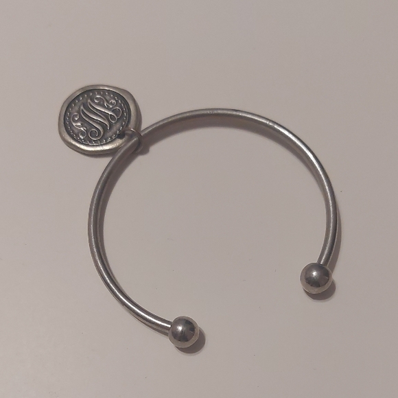 Jewelry - Silver Tone Starter Charm Cuff Bracelet With Pewter Tone Letter W Monogram Charm